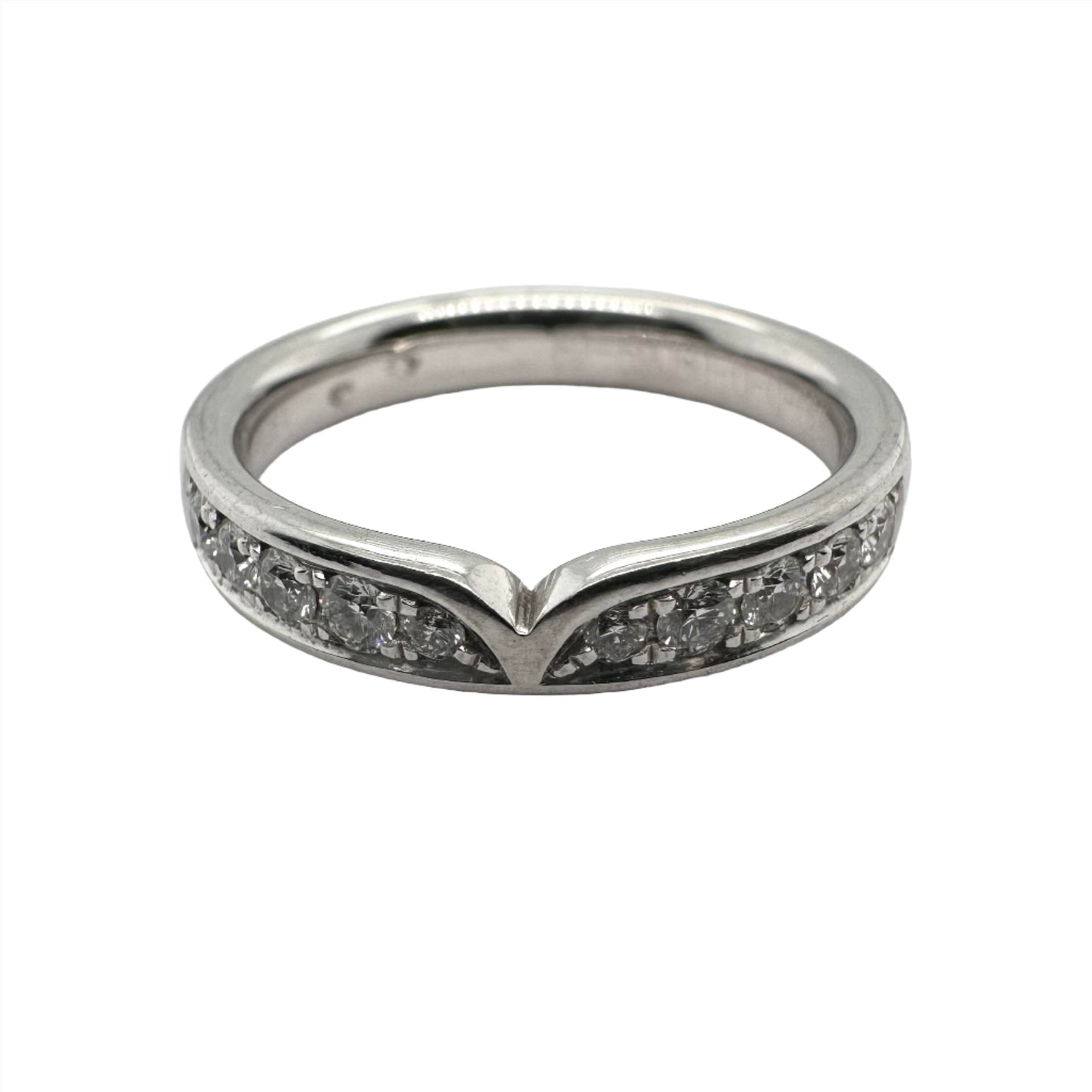 3.5mm Sculpted White Gold Diamond Wedding Band