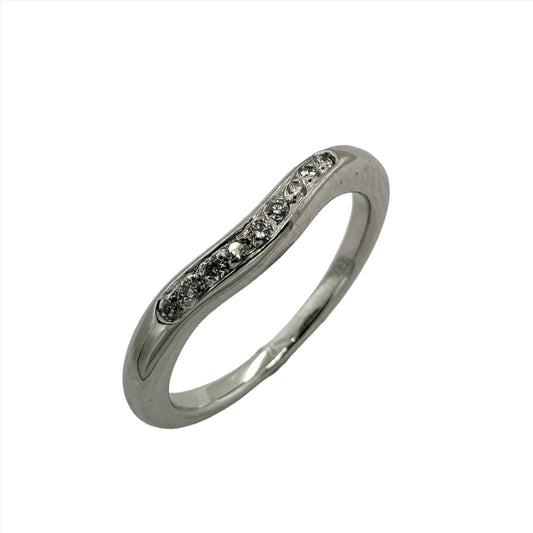 18ct white gold wedding band with round brilliant cut diamonds. Henry D Johnstone Jewellers. Alderley Edge, Poynton, Cheshire.