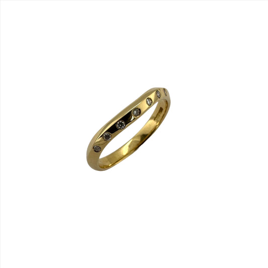 18ct yellow gold diamond set 2.8mm shaped wedding band - 0.07ct.
