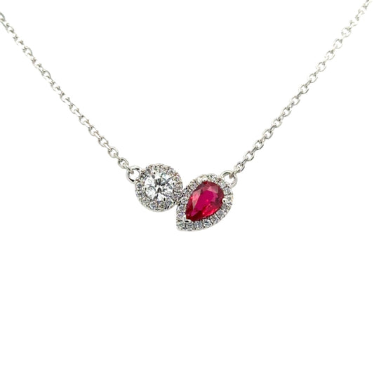 Diamond & Ruby 'Aphrodite' platinum necklace. Henry D Johnstone Jewellers, Alderley Edge, Poynton, Cheshire.