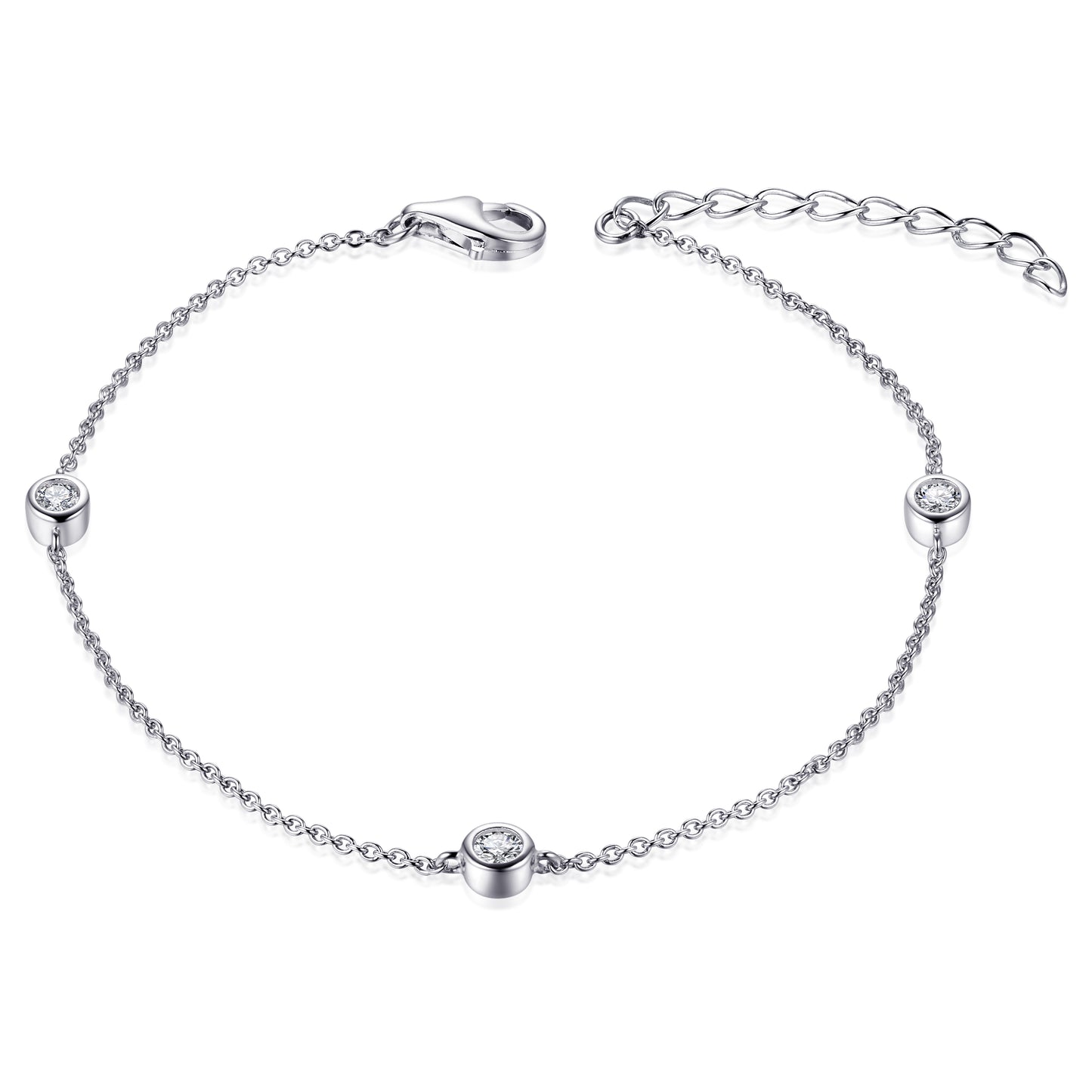 Gisser Sterling Silver Bracelet with cubic zirconia in bezel setting. B1000