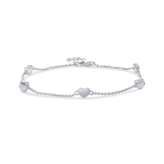Gisser Sterling Silver Bracelet with solid hearts. B1025Y