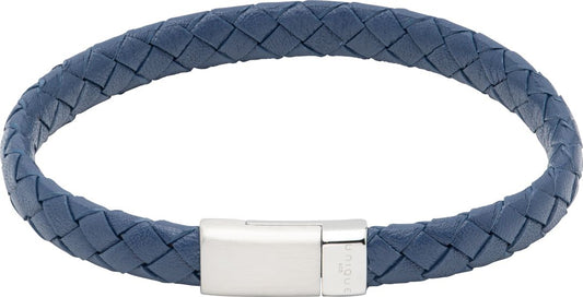 Unique Navy Leather bracelet with matte and polished Magnetic clasp.
