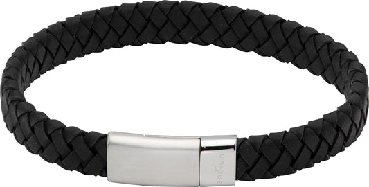 Unique & Co Black leather bracelet with stainless steel magnetic clasp