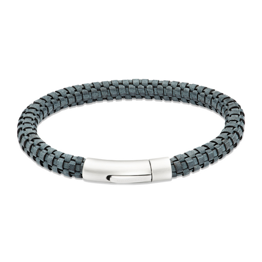Unique Blue Textured Leather Bracelet
