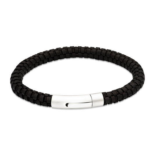 Unique Textured Black Leather Bracelet