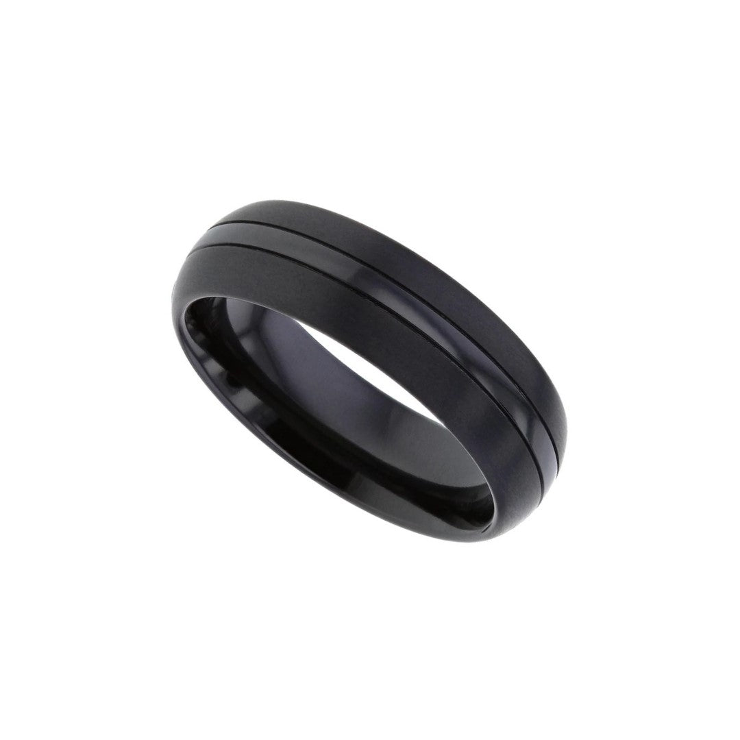 Black zirconium domed profile 6.0mm to 7.0mm with black zirconium central inlay.
