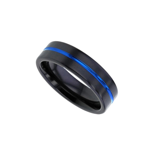 Black zirconium flat profile 'Grooved' adonised 6.0mm to 7.0mm ring.