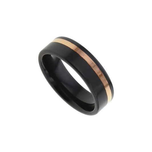 Black zirconium flat profile off set precious red metal 6.0mm to 7.0mm ring.