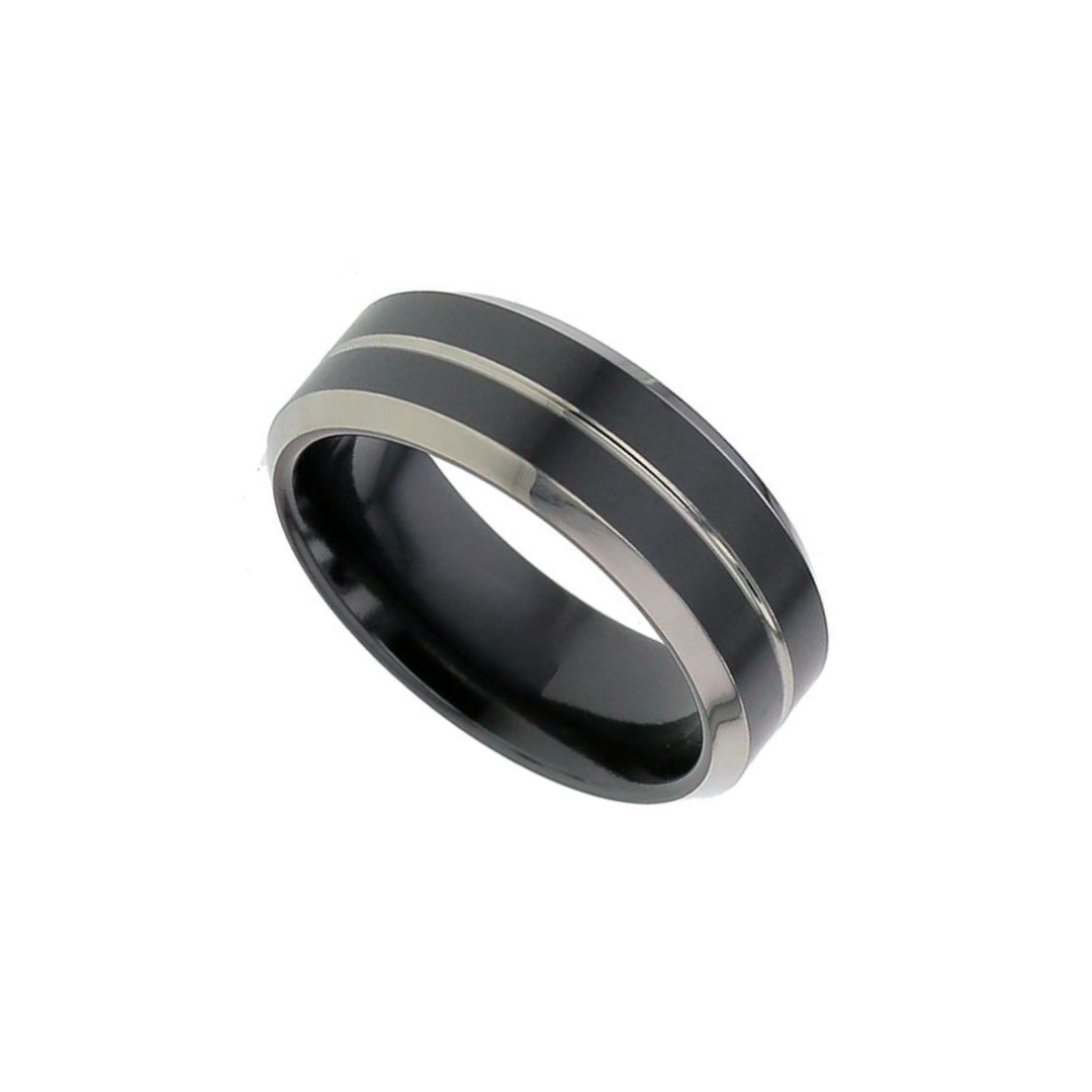 Black zirconium 'Recessed' 6mm to 7mm ring