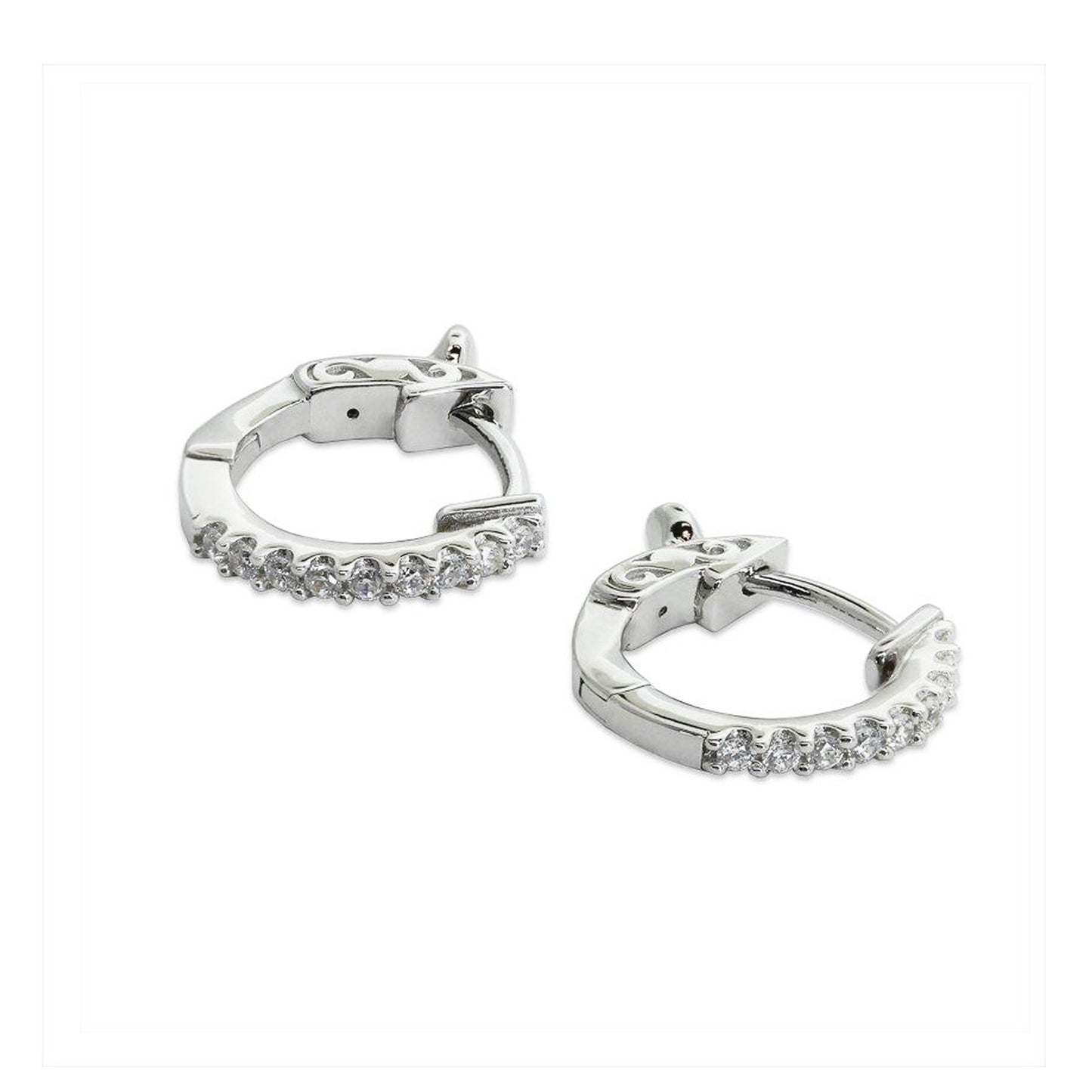 Carat pave set 'Baby' hoop earrings - CE925W-BABY