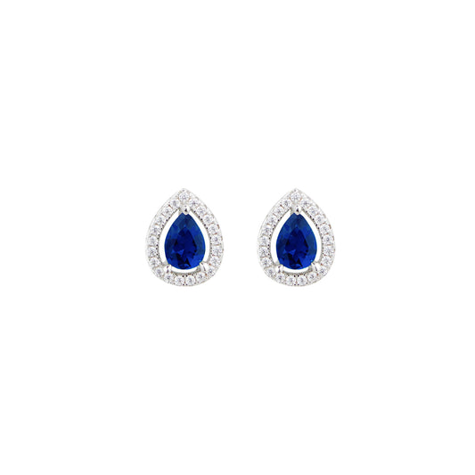 Carat sterling silver 'Emile' sapphire blue stud earrings .CE925W -EMIL-SA