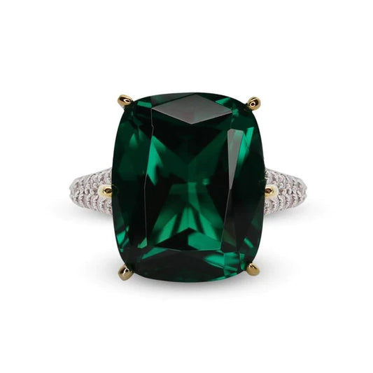 Carat  'Tatum' emerald simulant and white stone cocktail ring - 8.0ct. - CR925W-TATU-G