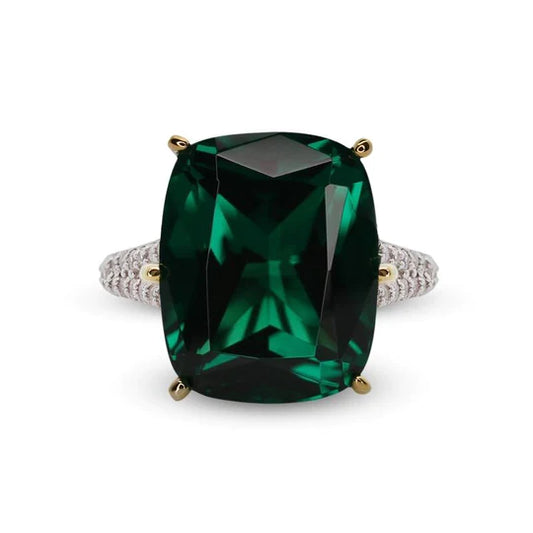 Carat 'Tatum' emerald simulant and white stone cocktail ring - 8.0ct. - CR925W-TATU-G