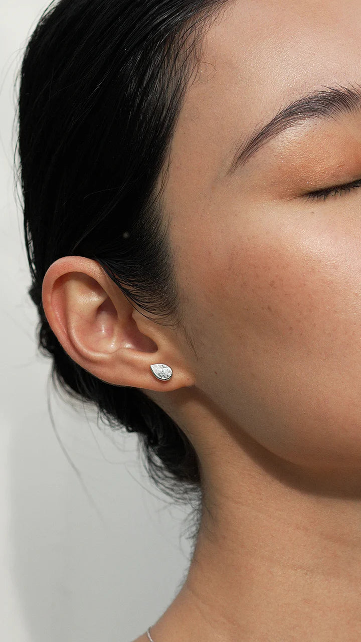 Carat sterling silver pear cut cubic zirconia 'Danu' studs - CE925W-DANU