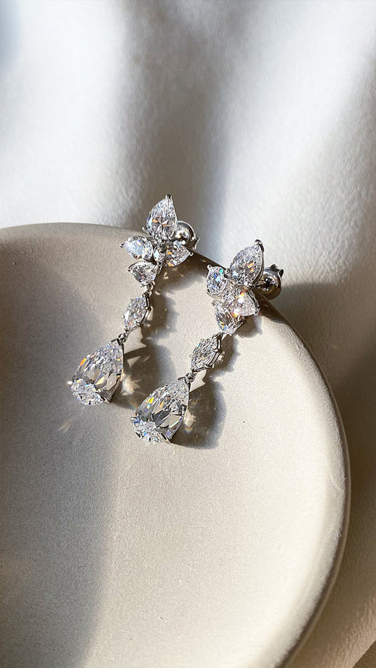 Carat silver 'Josie' crosscut pear drop earrings - CE925W-JOSI