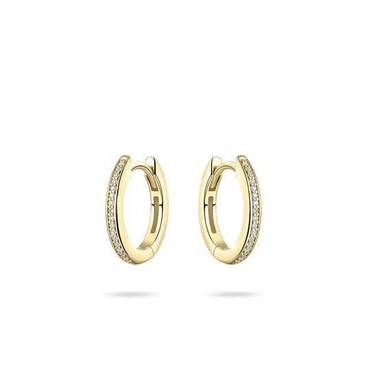 Gisser Gold Plated Cubic Zirconium Channel set hoop earrings. KCD2/15Y