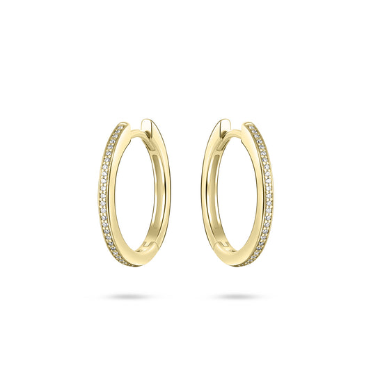 Gisser Gold Plated Cubic Zirconium Channel set hoop earrings. KCD2/20Y