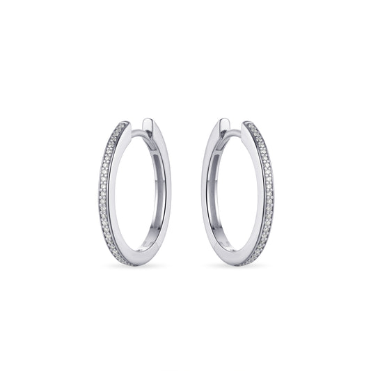 Gisser Sterling silver Cubic Zirconium claw set hoop earrings. KCD2/20