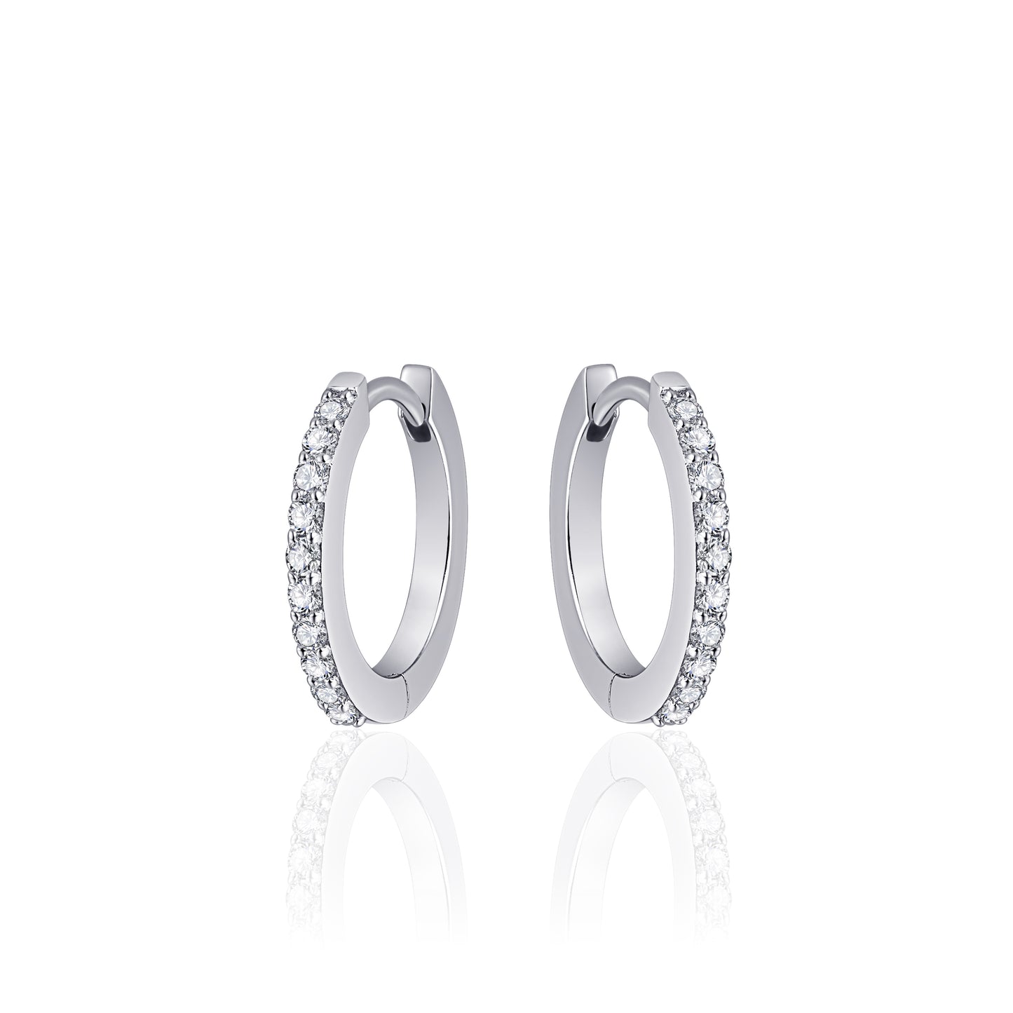 Gisser Sterling silver Cubic Zirconium claw set hoop earrings. KCF2/22
