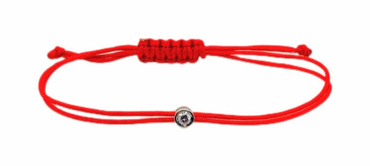 Love Lab Round Brilliant Cut Lab Grown Diamond Nylon Cord Bracelet - Cherry Red