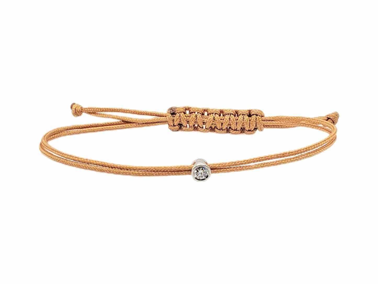 Love Lab Round Brilliant Cut Lab Grown Diamond Nylon Cord Bracelet - Gold