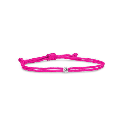 Love Lab Round Brilliant Cut Lab Grown Diamond Nylon Cord Bracelet - Hot Pink