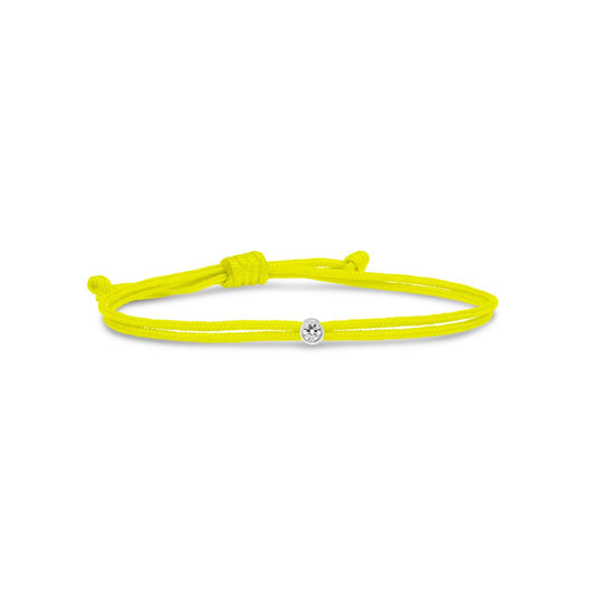 Love Lab Round Brilliant Cut Lab Grown Diamond Nylon Cord Bracelet - Neon Yellow