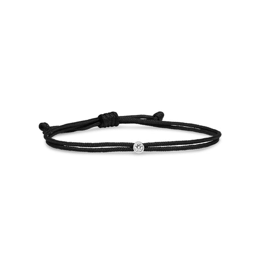Love Lab Round Brilliant Cut Lab Grown Diamond Nylon Cord Bracelet - Black