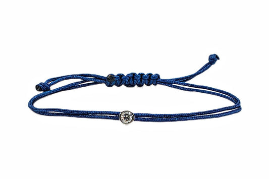 Love Lab Round Brilliant Cut Lab Grown Diamond Nylon Cord Bracelet - Royal Blue