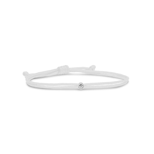 Love Lab Round Brilliant Cut Lab Grown Diamond Nylon Cord Bracelet - Snow White