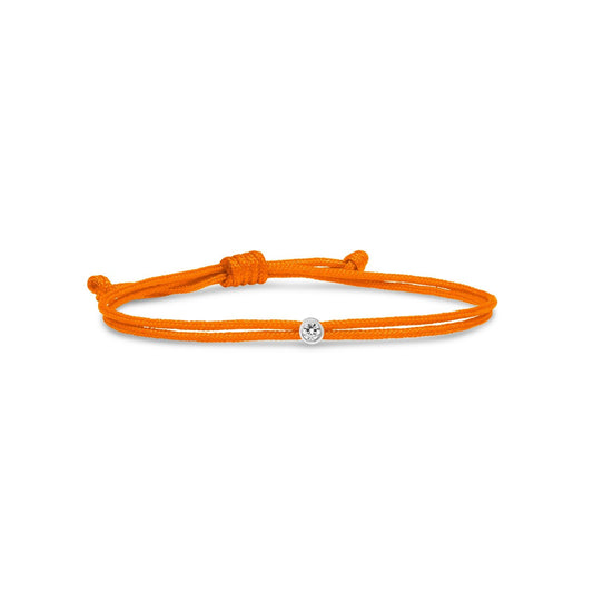 Love Lab Round Brilliant Cut Lab Grown Diamond Nylon Cord Bracelet - Tangerine Orange