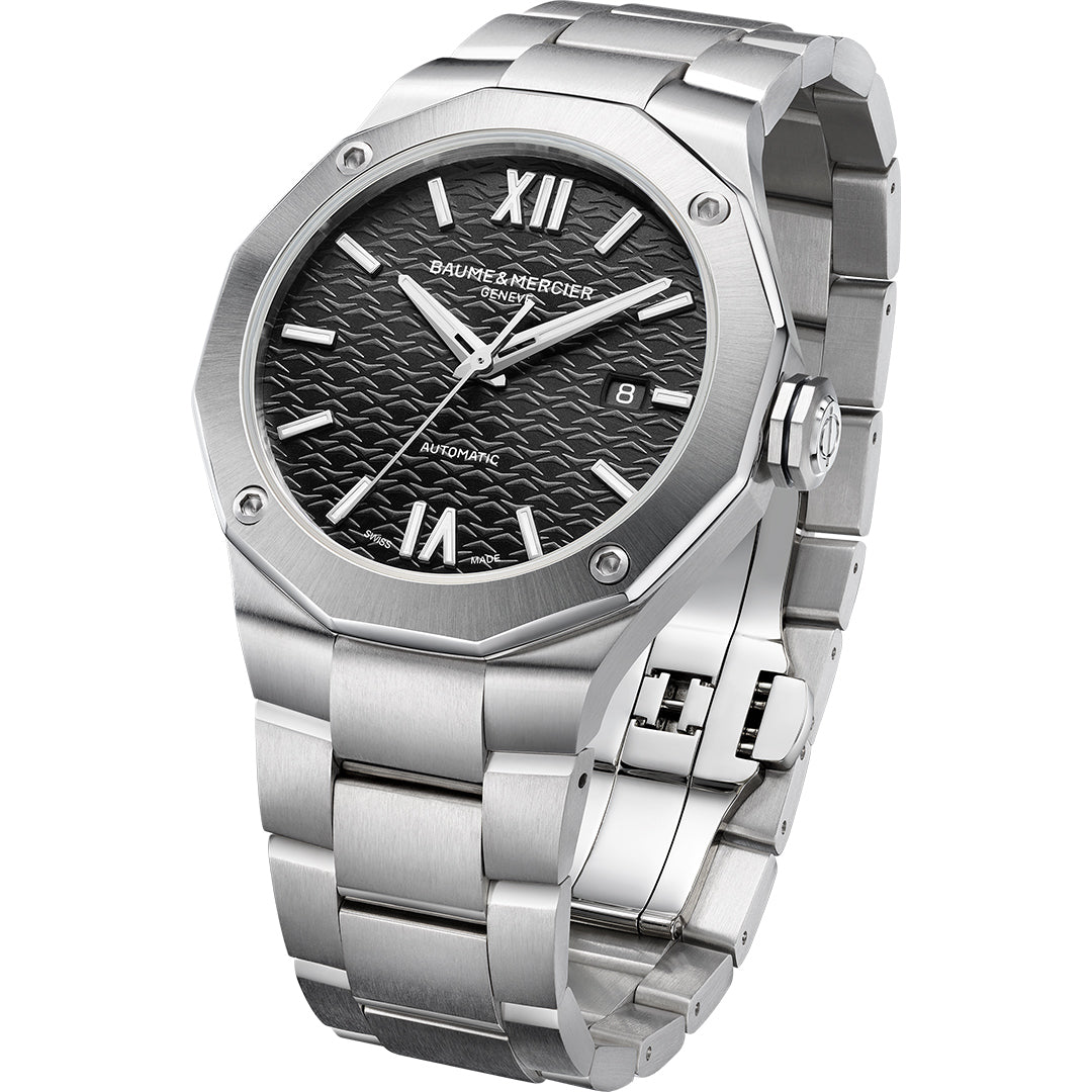Stainless steel riviera swiss made watch. Henry D Johnstone Jewellers. Alderley Edge, Poynton, Cheshire.