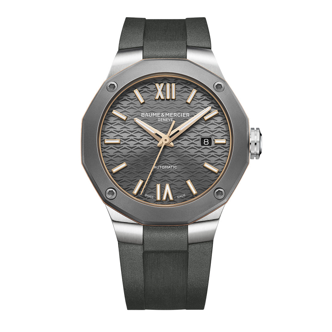 Baume & Mercier stainless steel & copper 'Riviera' automatic strap watch. Baume & Mercier stainless steel & copper 'Riviera' automatic strap watch.