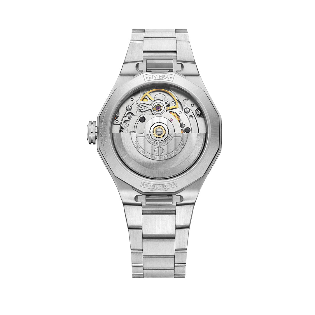 Exhibition case back for Baume & Mercier Ladies Watch. Henry D Johnstone Jewellers. Alderley Edge, Poynton, Cheshire.