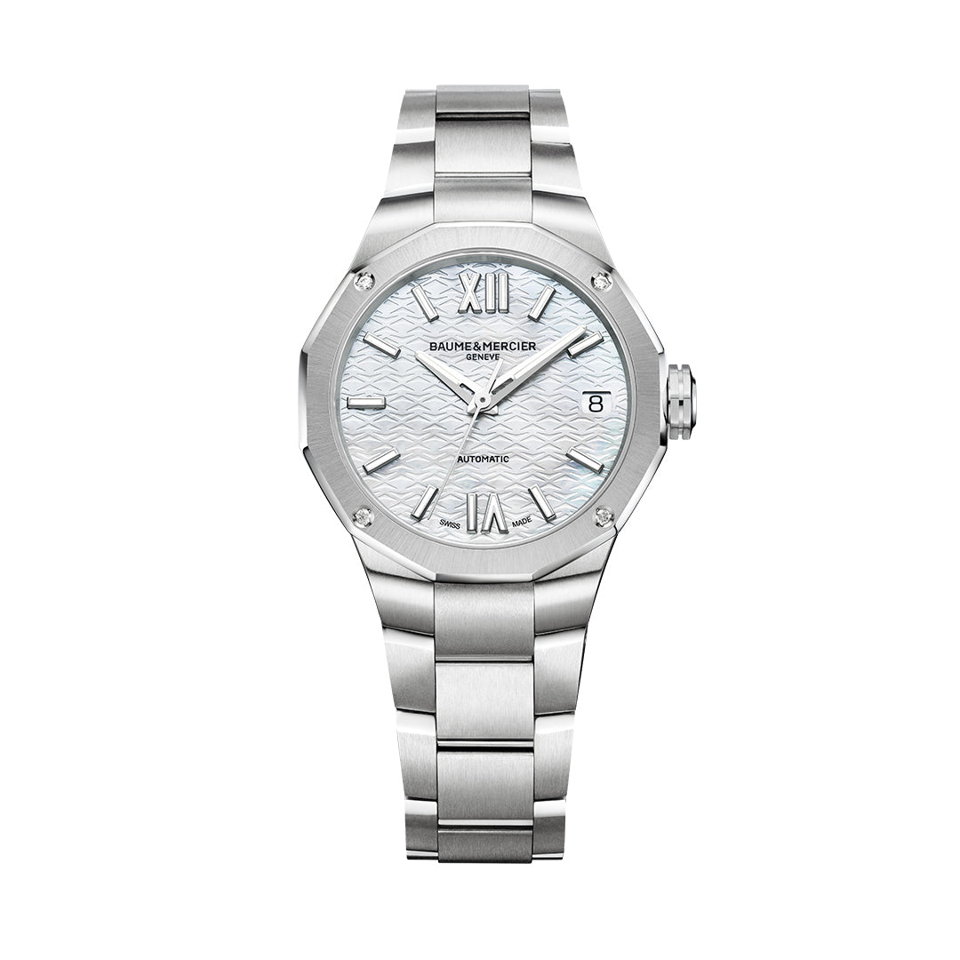 Baume & Mercier stainless steel 'Riviera' ladies bracelet watch. Henry D Johnstone Jewellers. Alderley Edge, Poynton, Cheshire.