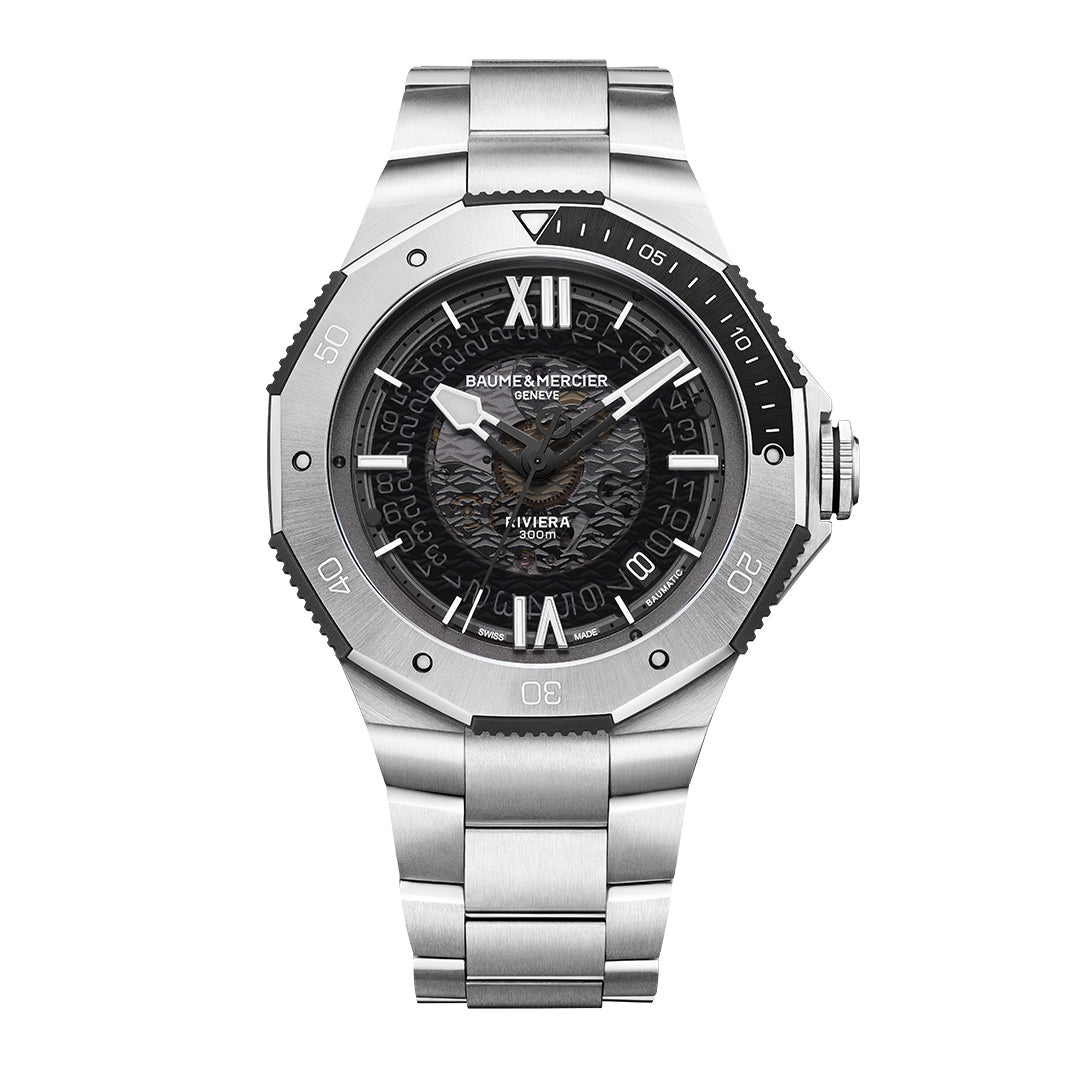 Baume & Mercier stainless steel 'Riviera' bracelet watch. Henry D Johnstone Jewellers. Alderley Edge, Poynton, Cheshire.
