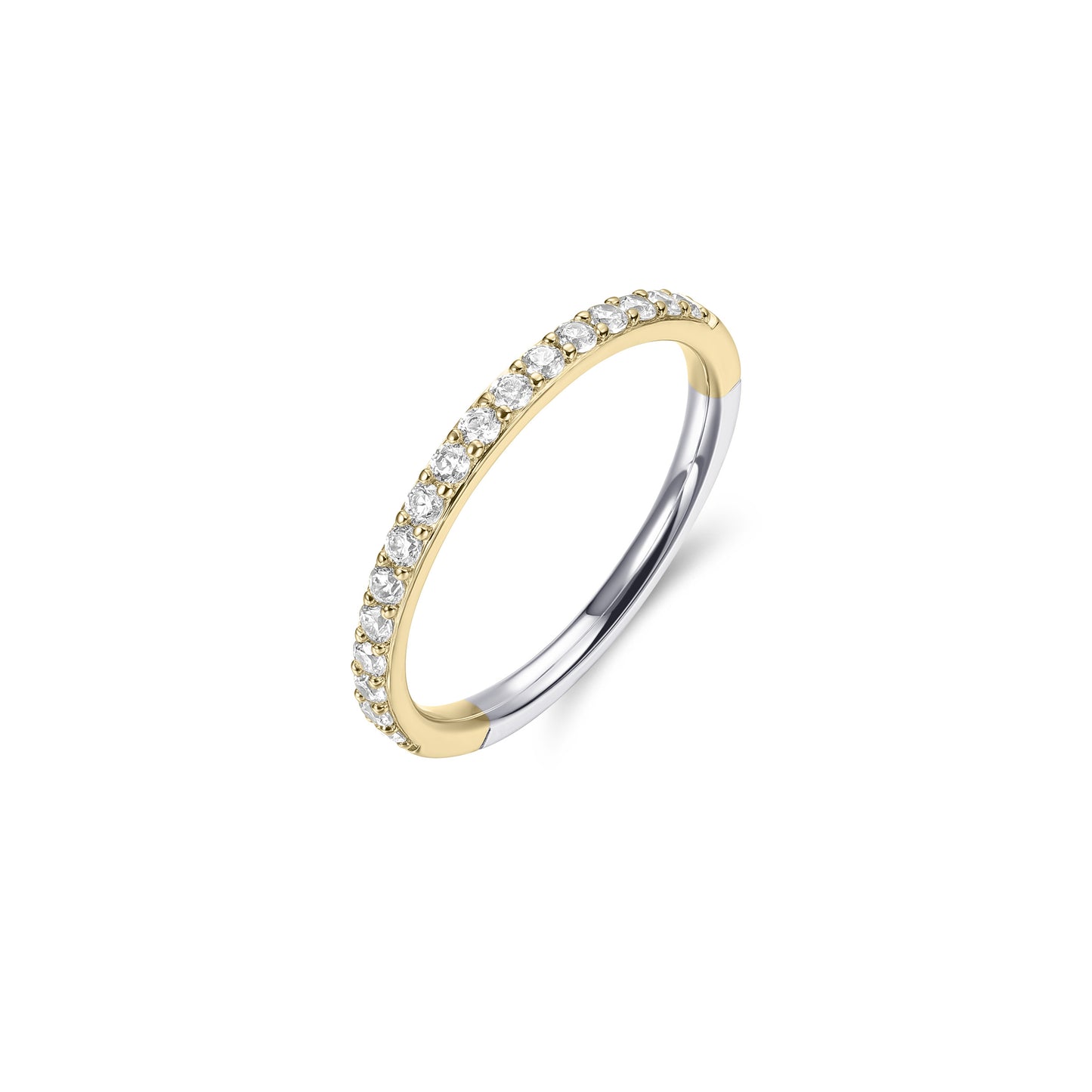 Gisser Silver Gold mini claw set with cubic zirconia ring. R066Y