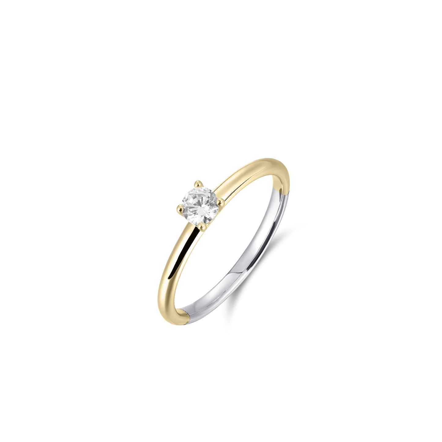 Gisser Silver Gold plated ring with Cubic Zirconia in a claw setting. R413Y