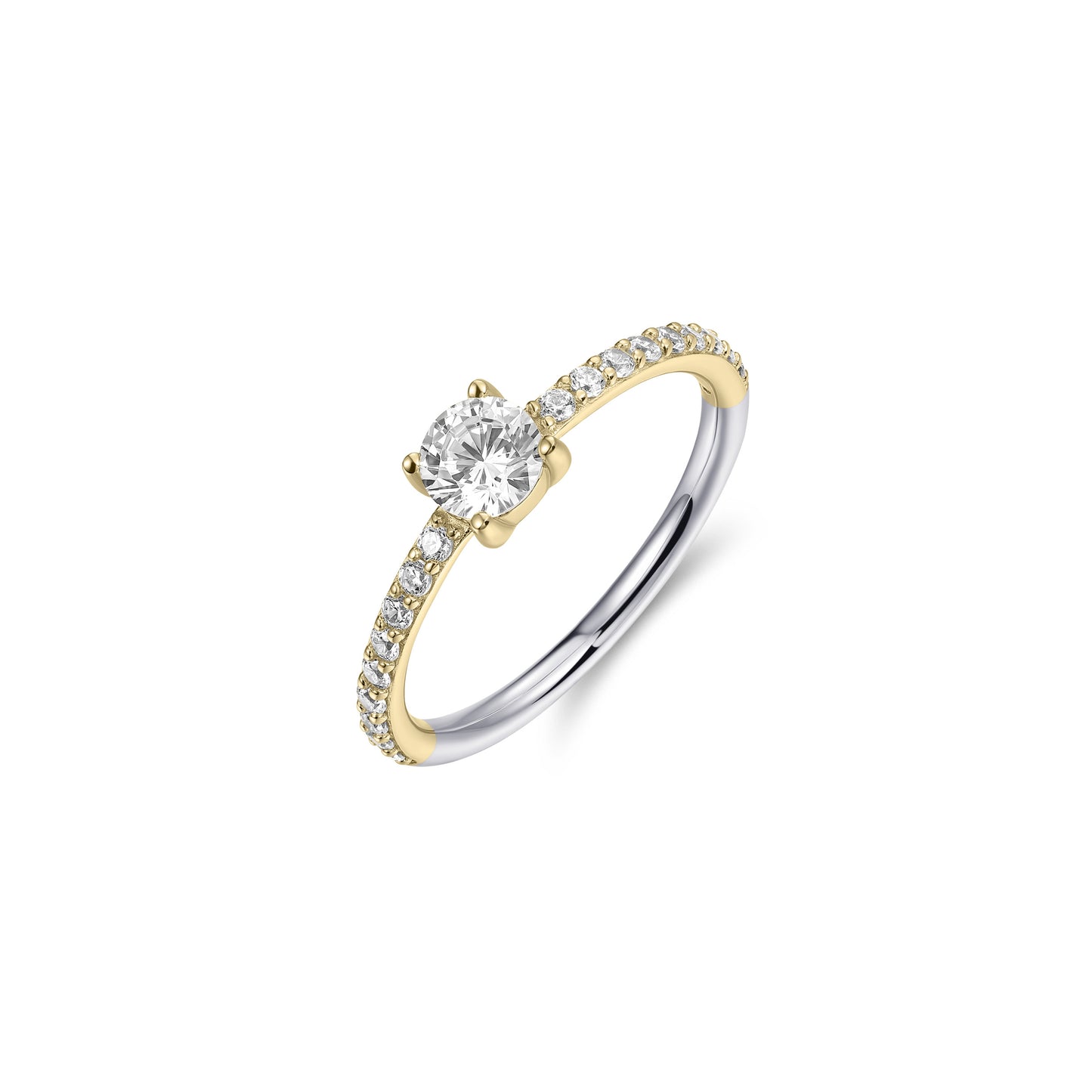 Gisser Gold Plated Solitaire in claw setting and mini claw set with cubic zirconia ring. R468Y