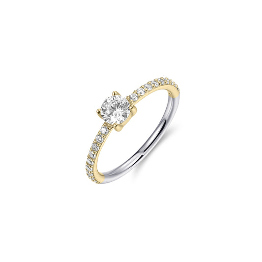 Gisser Gold Plated Solitaire in claw setting and mini claw set with cubic zirconia ring. R468Y