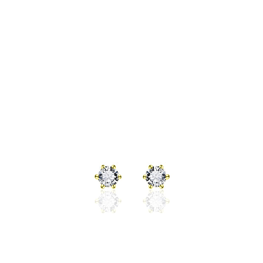 Gisser Gold Plated Silver Cubic Zirconia Stud Earrings SPE03Y