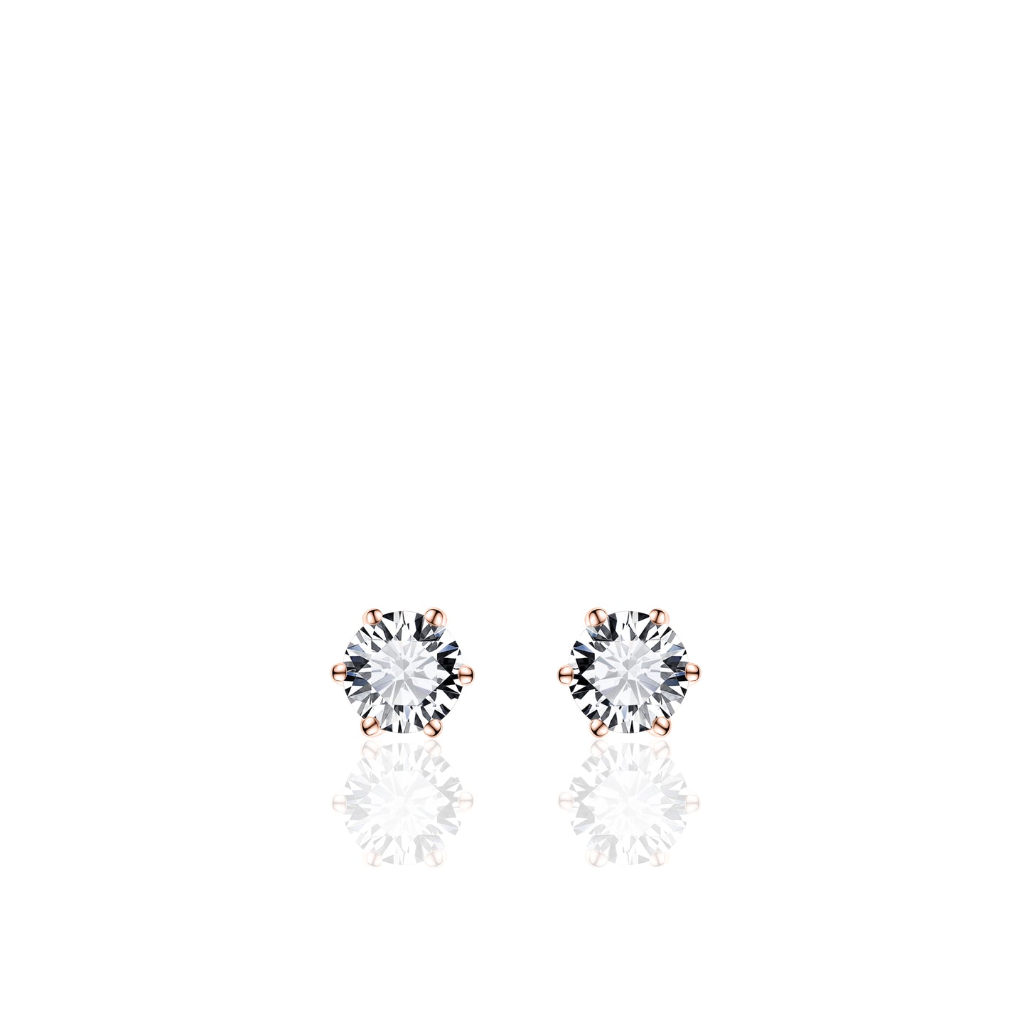Gisser Rose Gold Plated Silver Cubic Zirconia Stud Earrings SPE05R