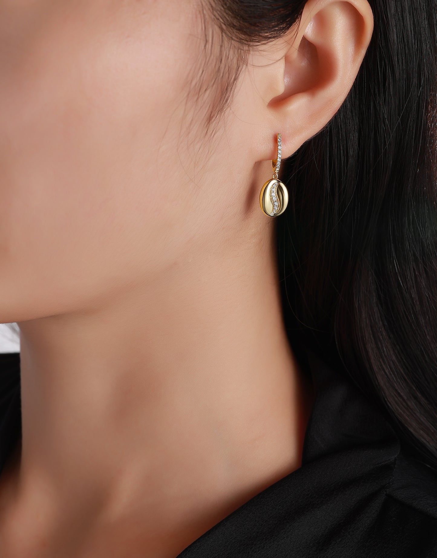 LAB GROWN: 9ct Yellow Gold 'Esspresso' Diamond Set Earring - 0.26ct