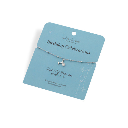 Silver Whisper Birthday Celebration Bracelet.