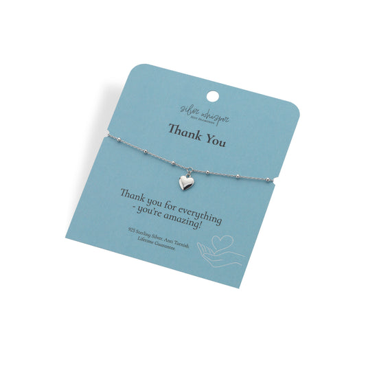 Silver Whisper Thank You Bracelet.