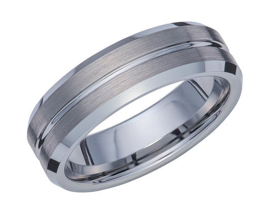 Tungsten carbide ring for men with Brush & Polish finish