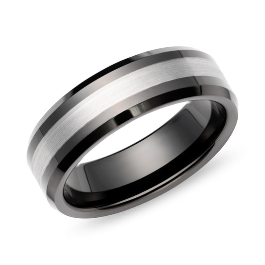 Modern Black Tungsten Carbide Wedding Ring