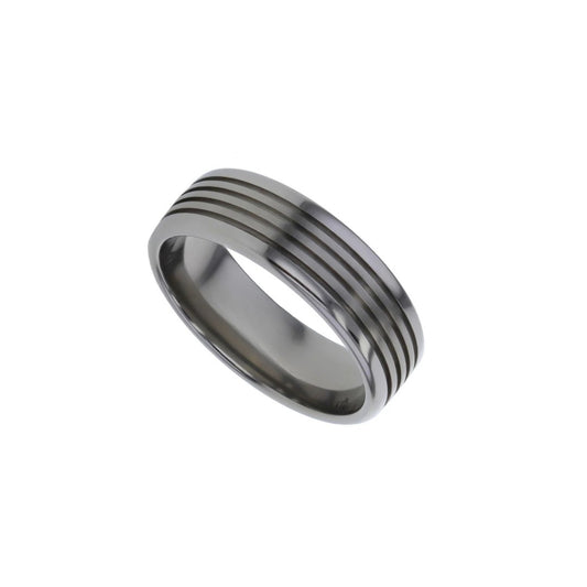 Titatnium multiple 'grooves' 6mm to 7mm wedding band.