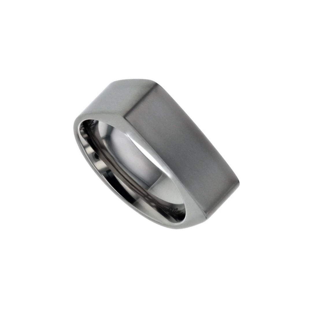 Titanium Signet style flat 6.0mm to 7.0mm profile ring.